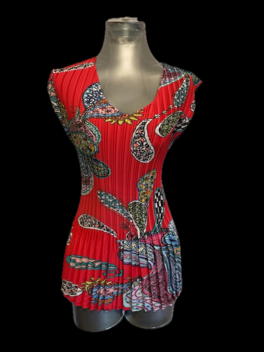 Milano Coral Top with Blue and Yellow Floral Print